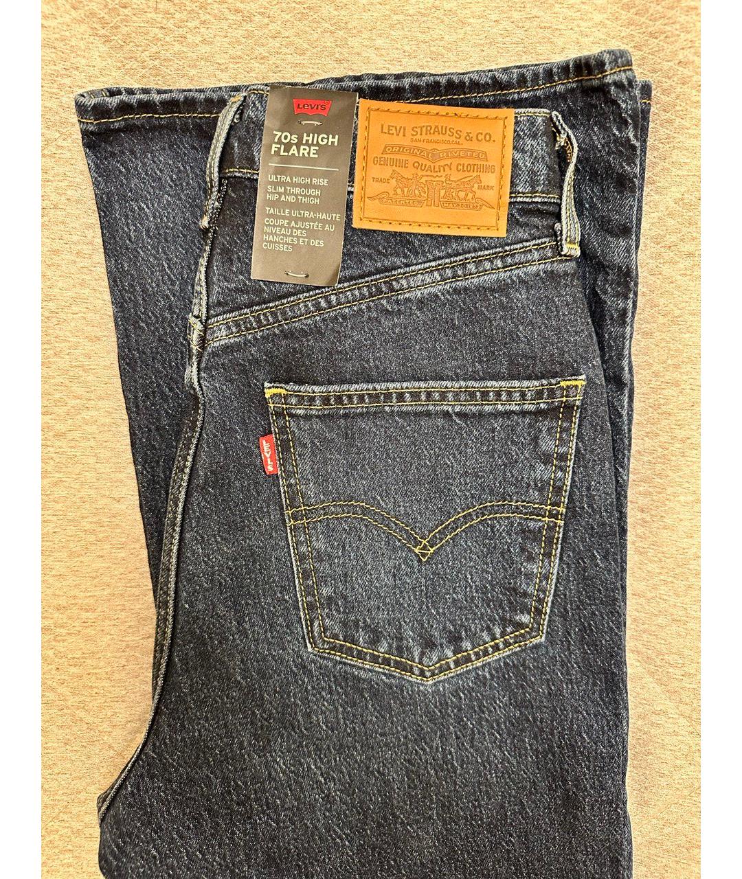 LEVI'S Темно-синие хлопковые джинсы клеш, фото 4
