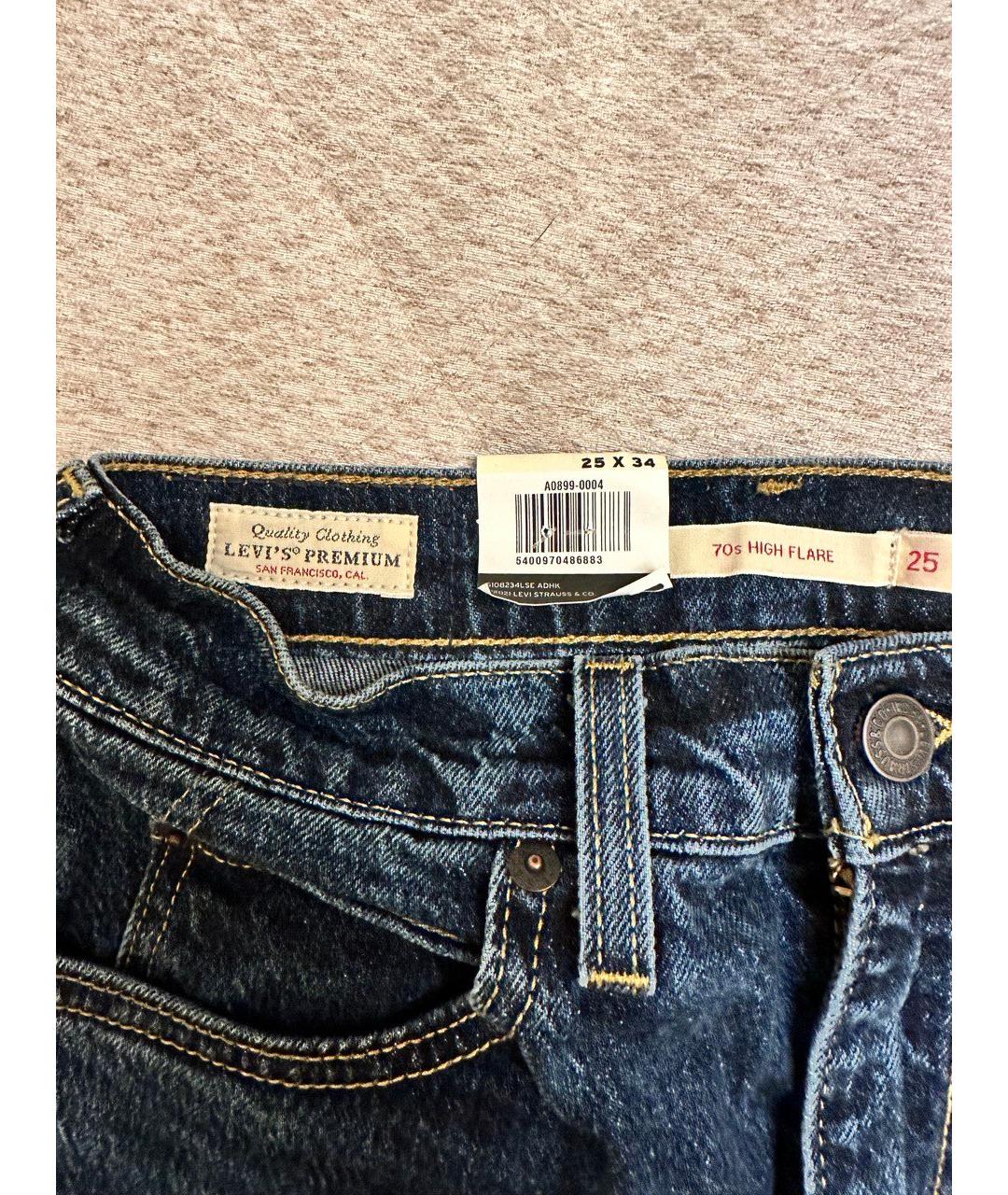 LEVI'S Темно-синие хлопковые джинсы клеш, фото 2