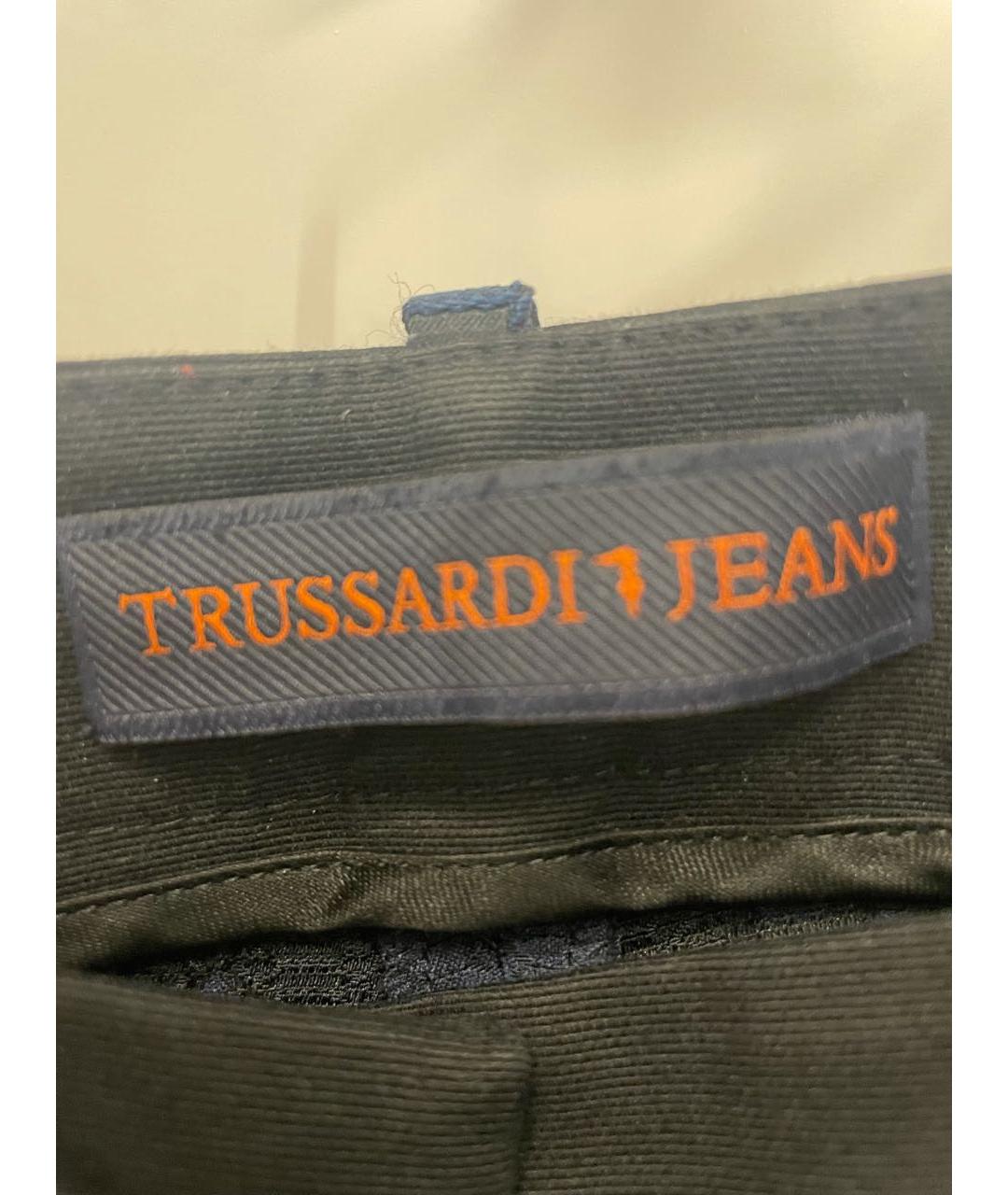 TRUSSARDI JEANS Синие полиэстеровые прямые брюки, фото 4