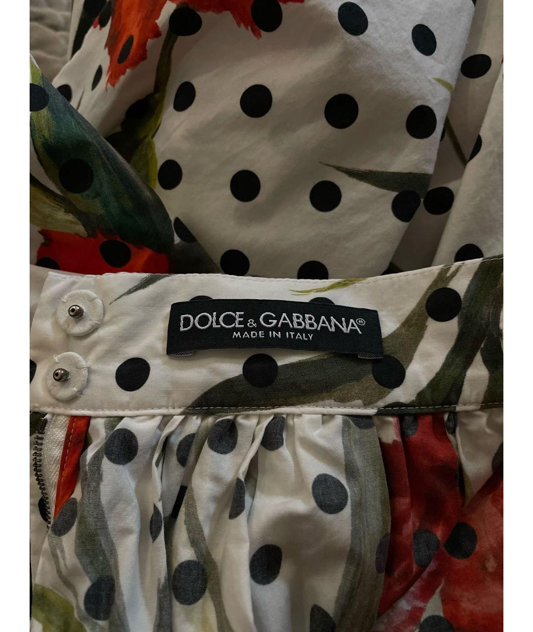 DOLCE&GABBANA Белая хлопковая юбка миди, фото 6