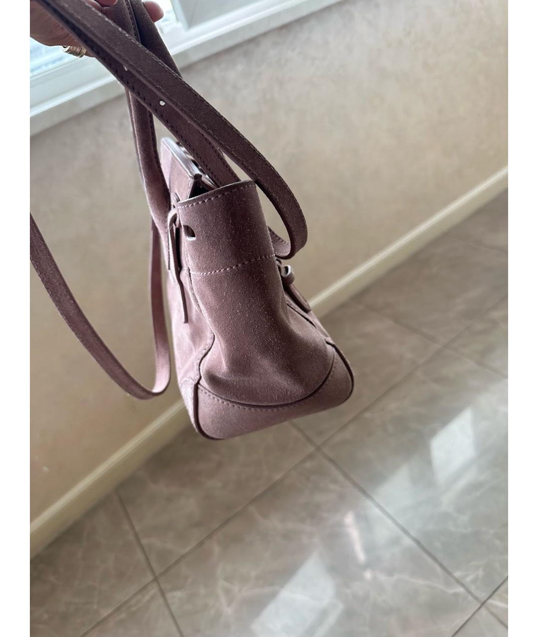 RALPH LAUREN Розовая замшевая сумка с короткими ручками, фото 3