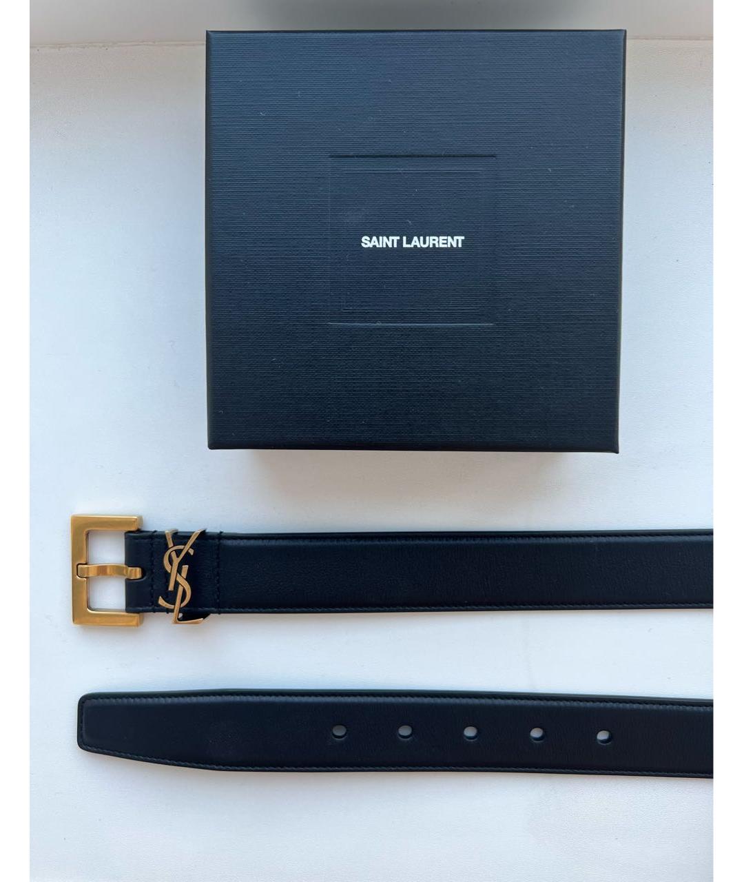 SAINT LAURENT Черный кожаный ремень, фото 6