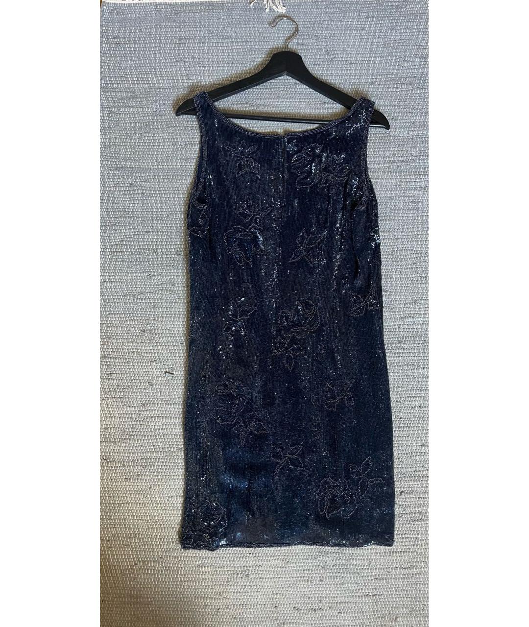 EMANUEL UNGARO VINTAGE Темно-синее шелковое вечернее платье, фото 6