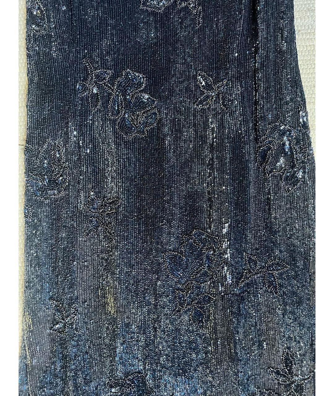 EMANUEL UNGARO VINTAGE Темно-синее шелковое вечернее платье, фото 5