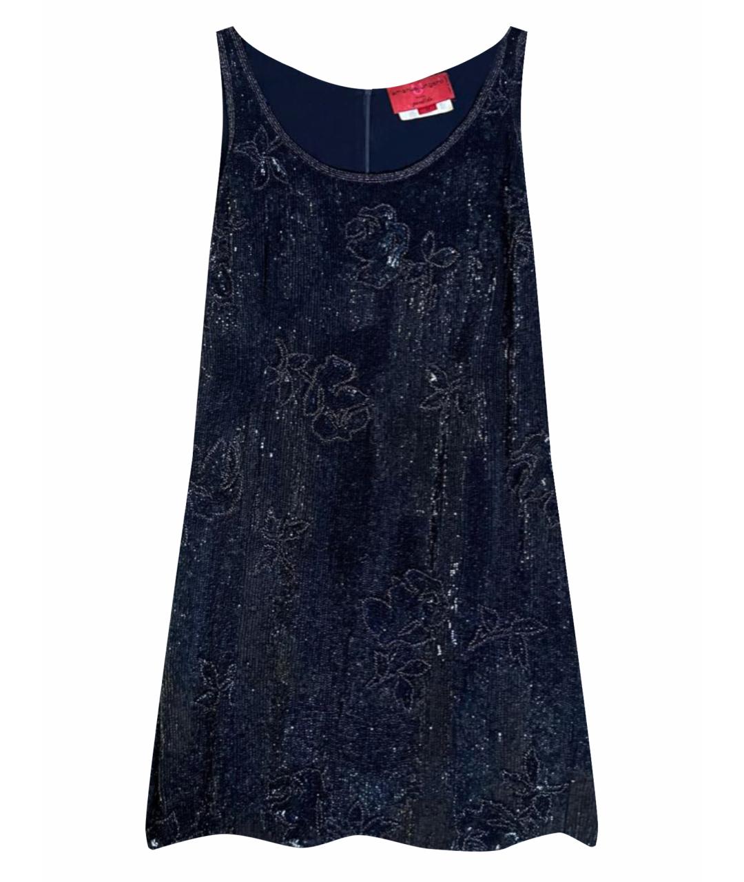 EMANUEL UNGARO VINTAGE Темно-синее шелковое вечернее платье, фото 1