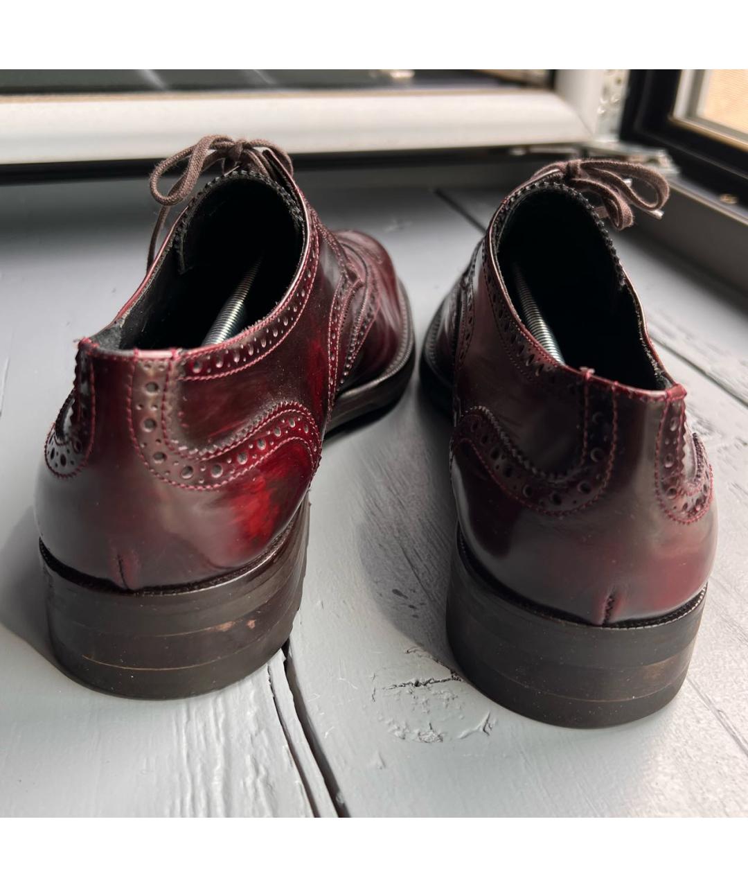 ARMANI COLLEZIONI Бордовые кожаные туфли, фото 4