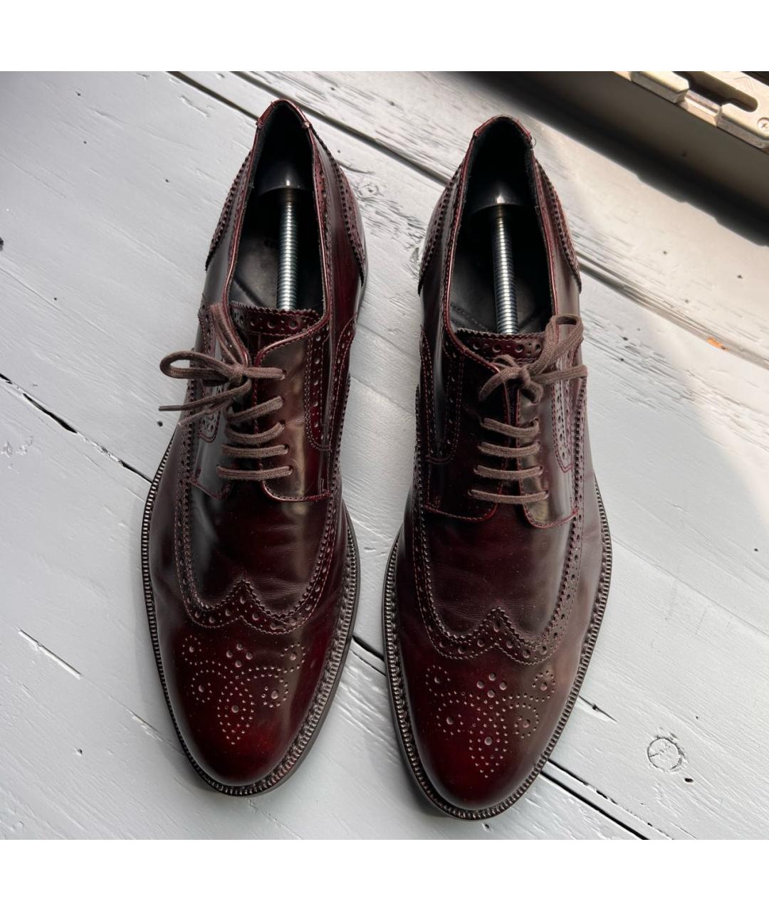ARMANI COLLEZIONI Бордовые кожаные туфли, фото 3
