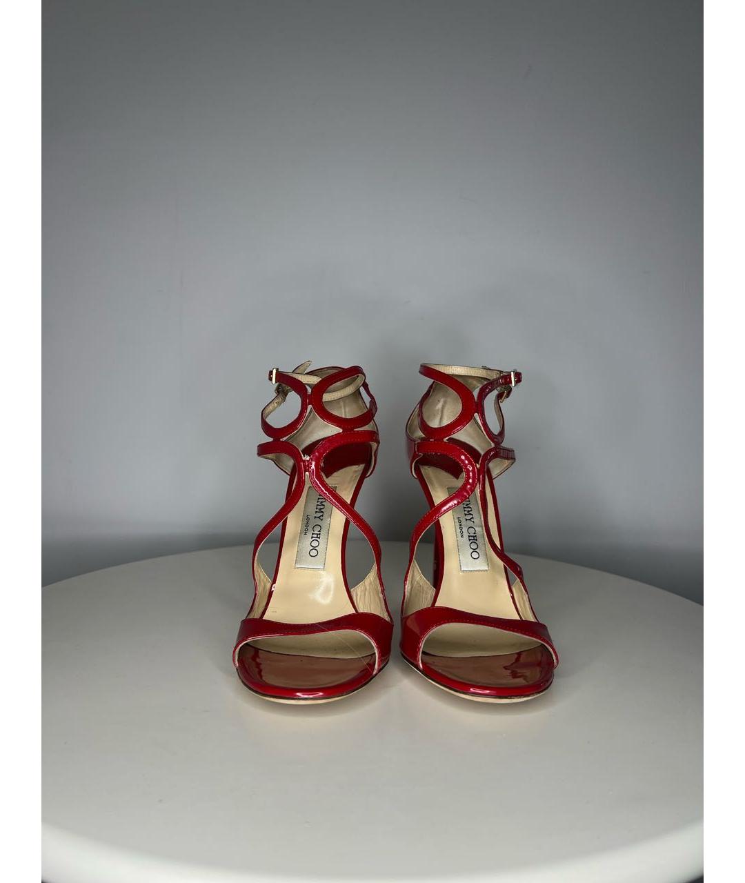 JIMMY CHOO Красные босоножки из лакированной кожи, фото 2