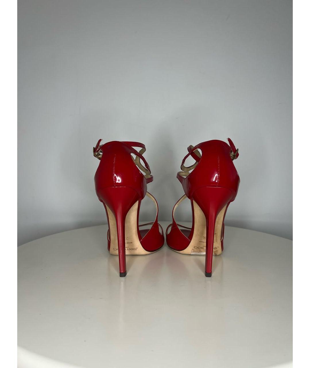 JIMMY CHOO Красные босоножки из лакированной кожи, фото 4