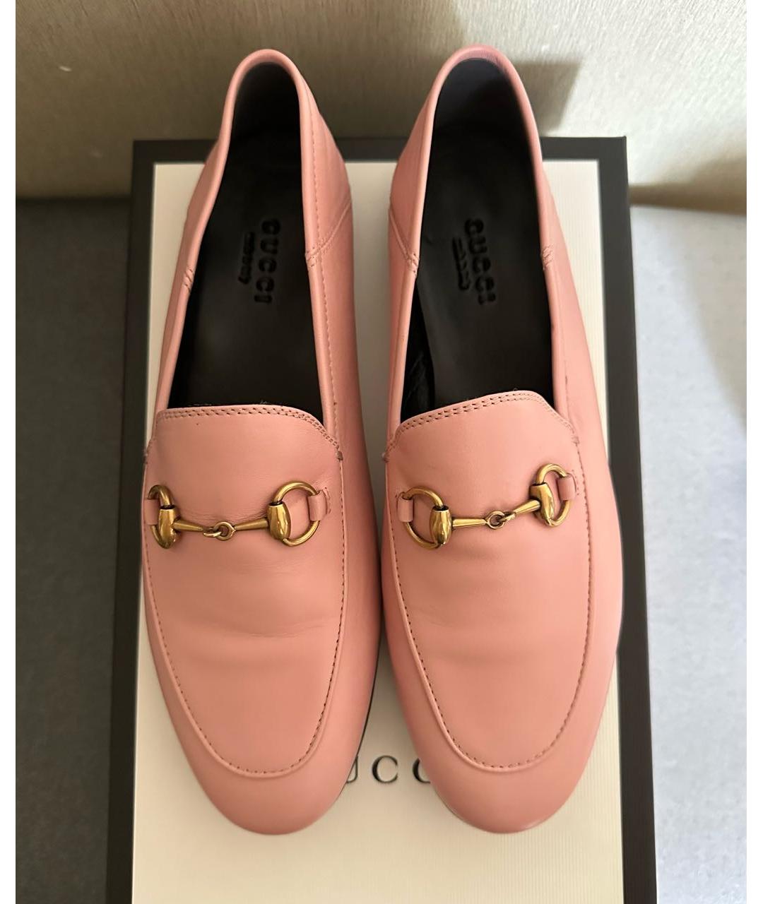 GUCCI Розовые кожаные лоферы, фото 3