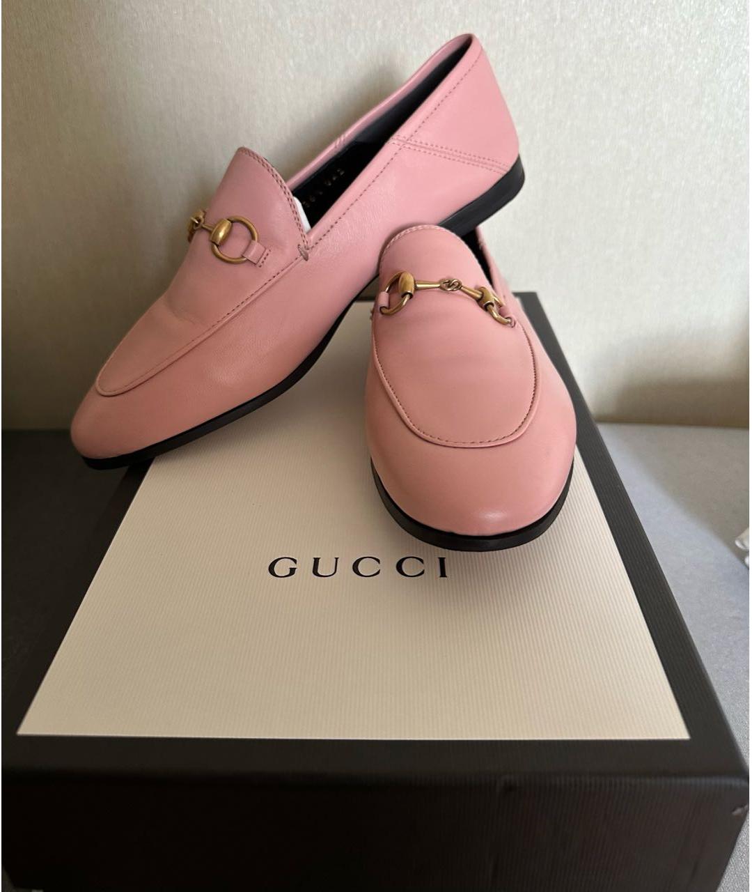 GUCCI Розовые кожаные лоферы, фото 7