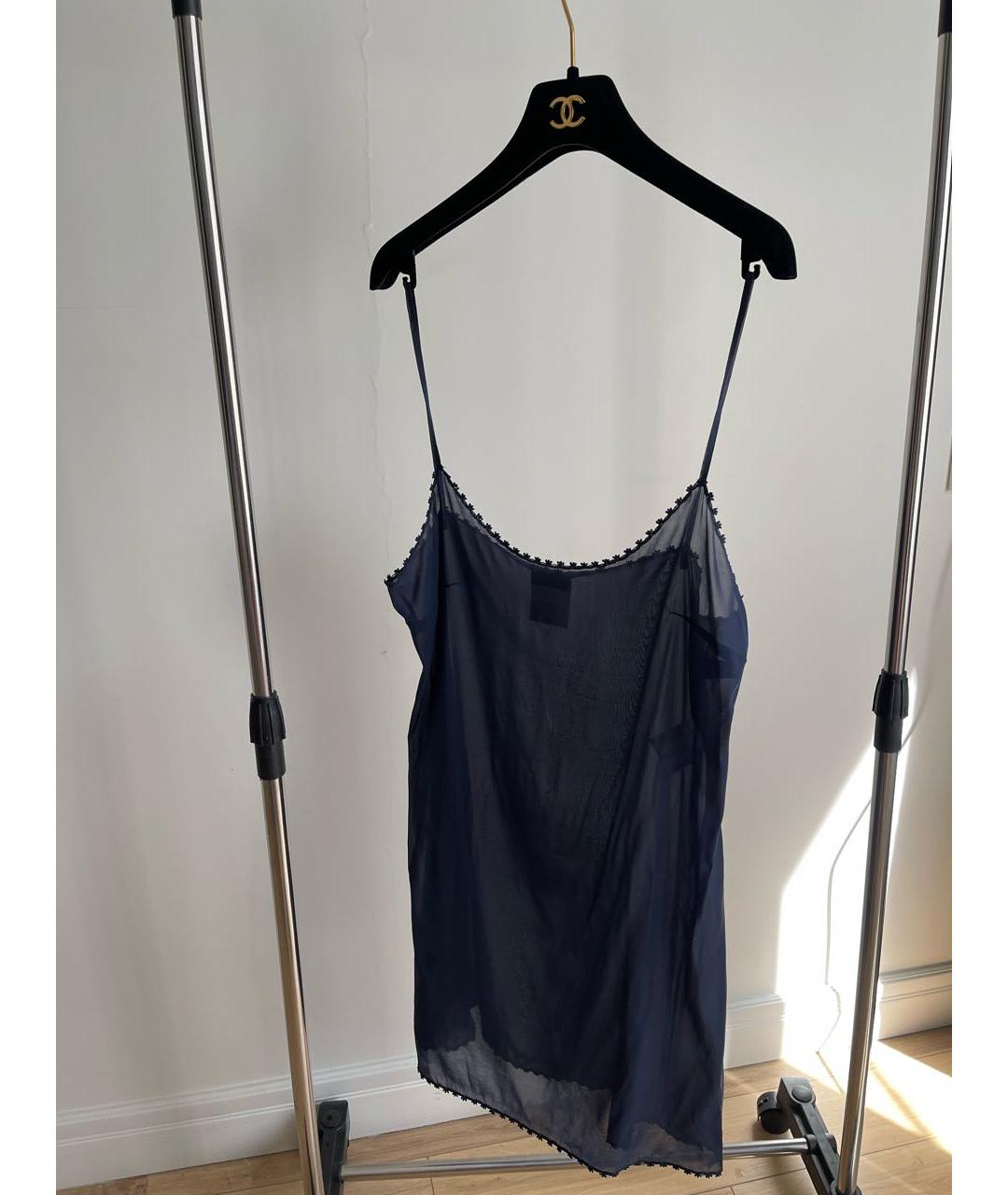 CHANEL PRE-OWNED Темно-синее вискозное повседневное платье, фото 8