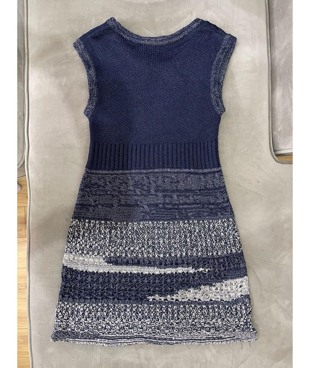 CHANEL PRE-OWNED Темно-синее вискозное повседневное платье, фото 2