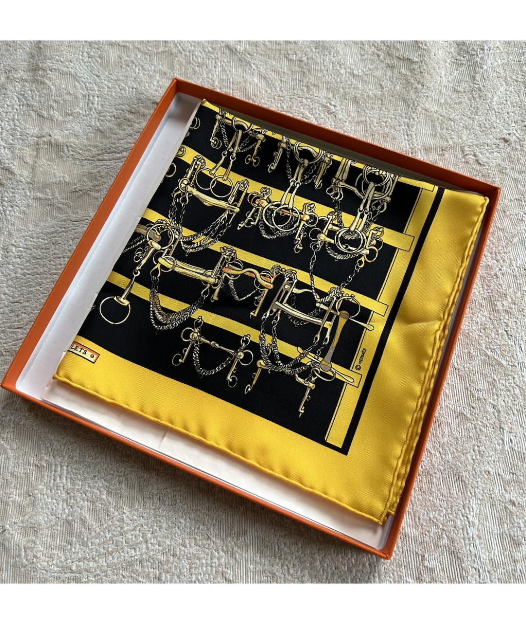 HERMES PRE-OWNED Желтый шелковый платок, фото 2