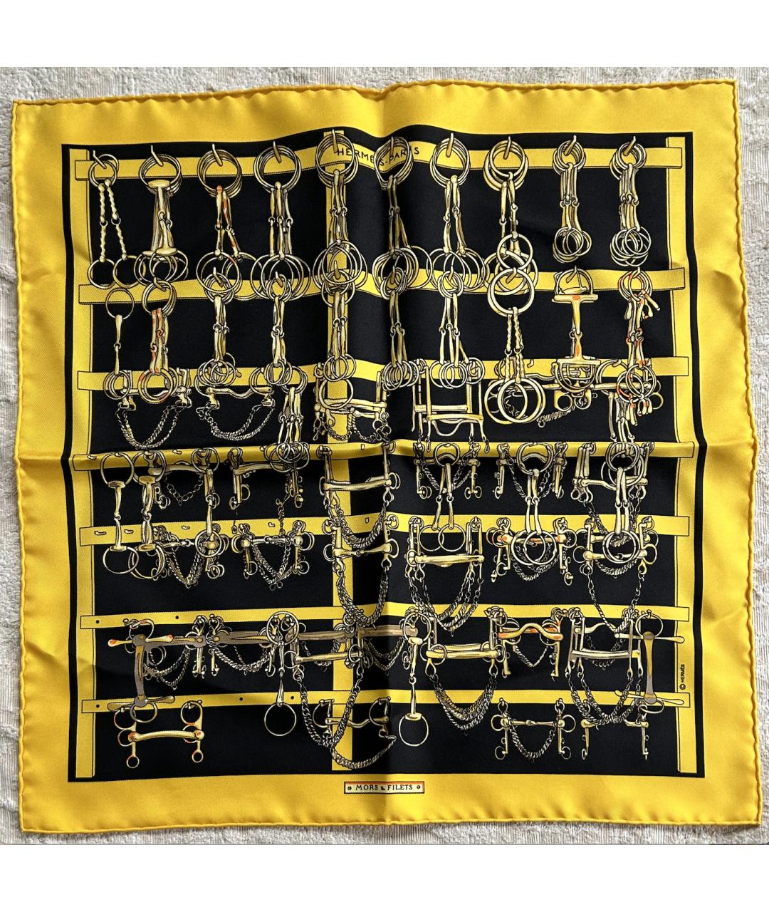 HERMES PRE-OWNED Желтый шелковый платок, фото 5
