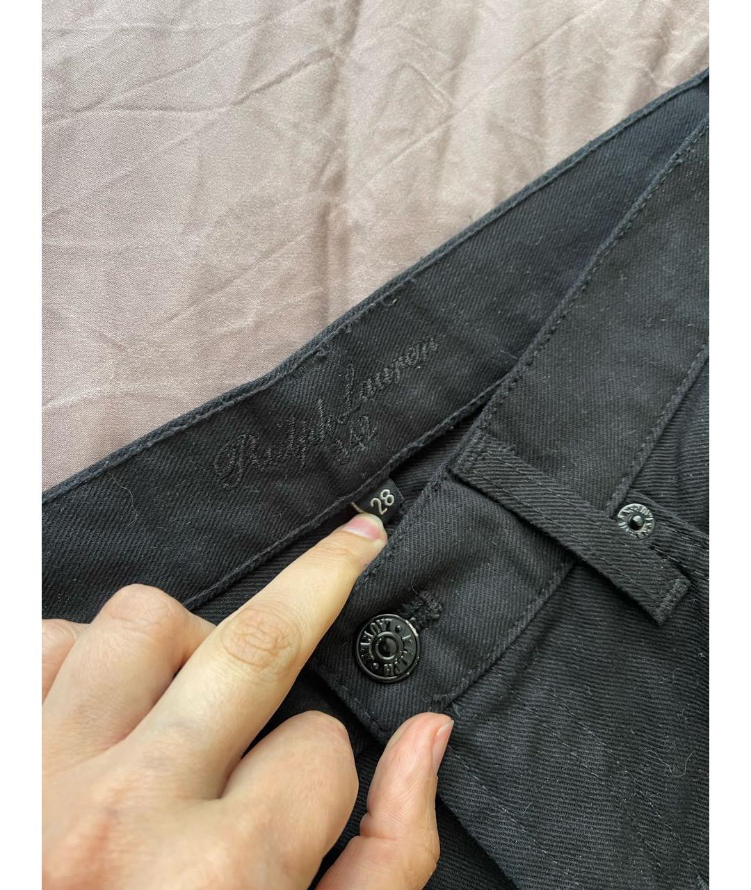 RALPH LAUREN Черные хлопко-эластановые джинсы слим, фото 4