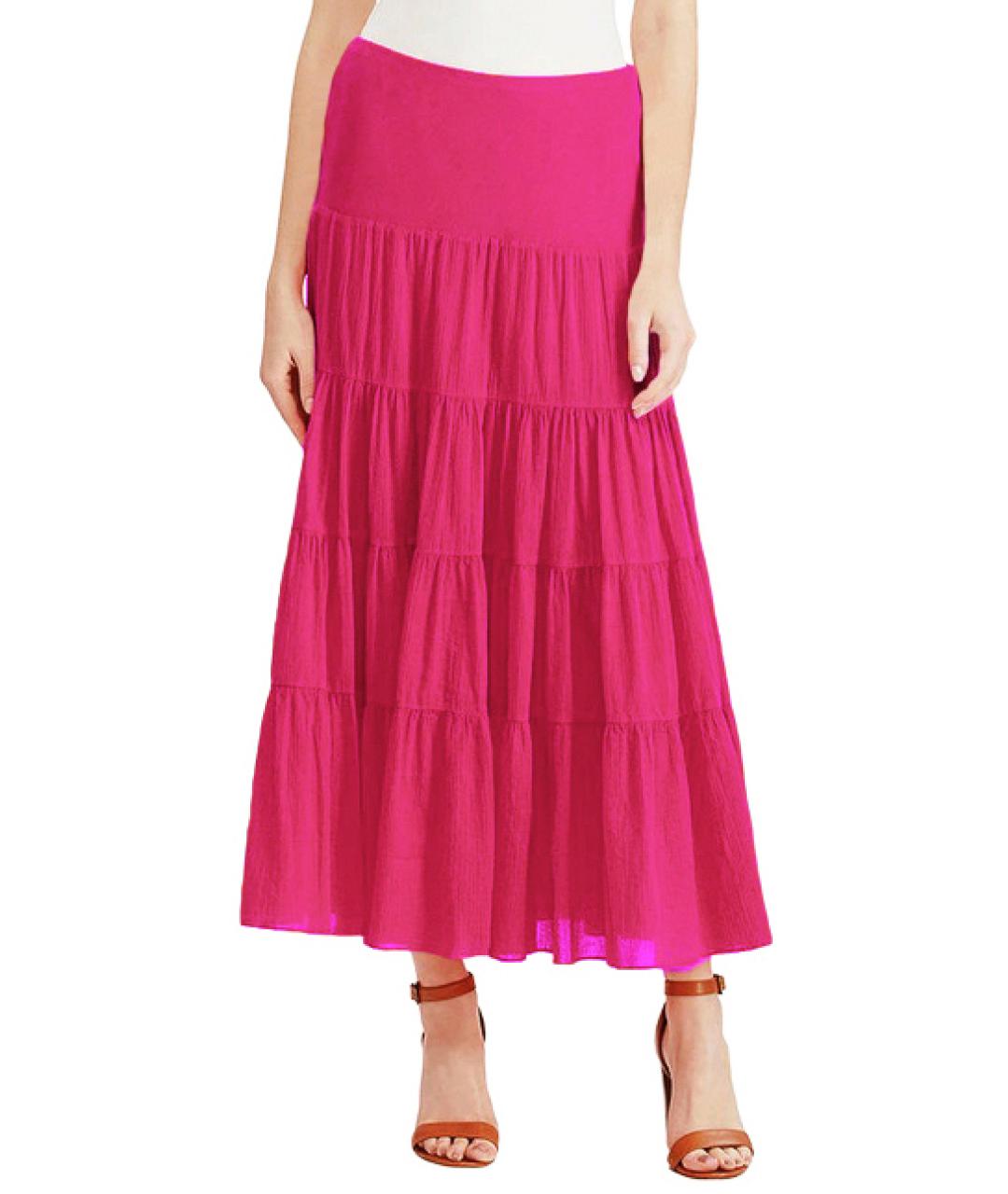 RALPH LAUREN Розовая хлопковая юбка макси, фото 7