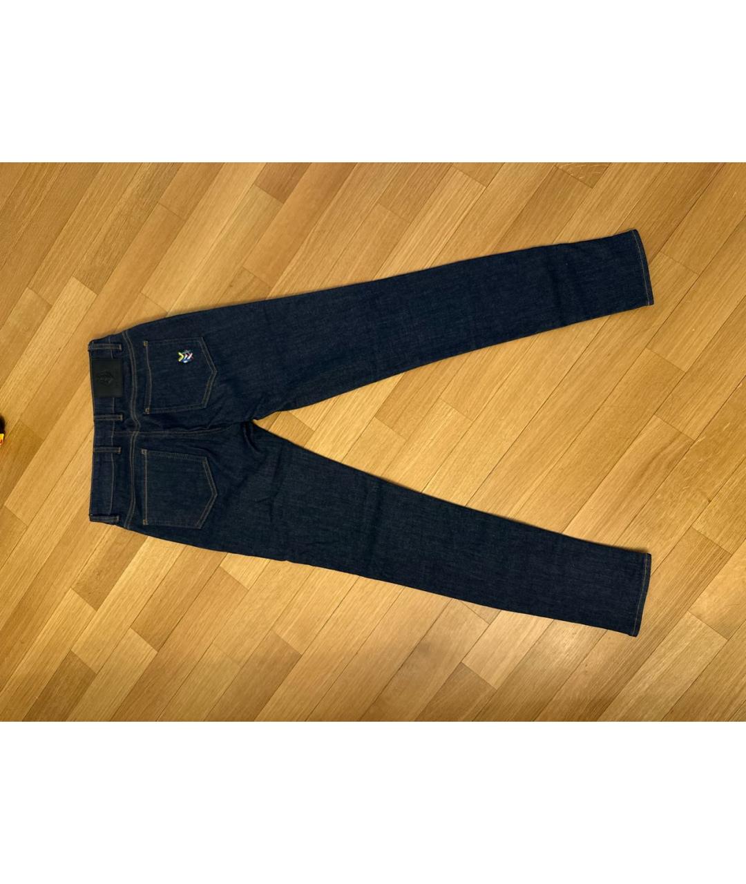LOVE MOSCHINO Темно-синие хлопковые прямые джинсы, фото 4