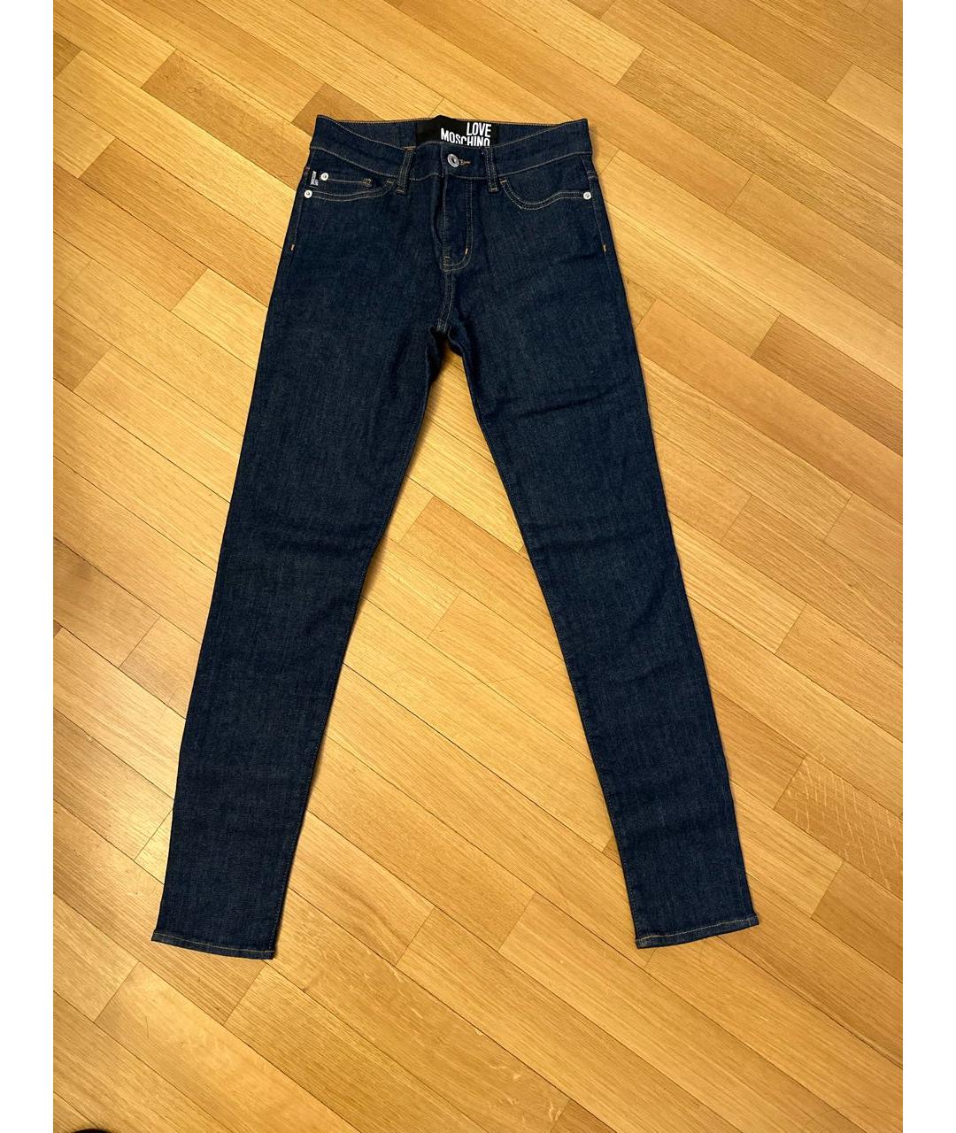 LOVE MOSCHINO Темно-синие хлопковые прямые джинсы, фото 7