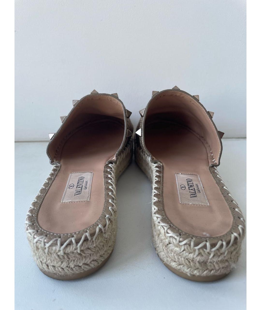 VALENTINO Бежевые кожаные мюли, фото 4