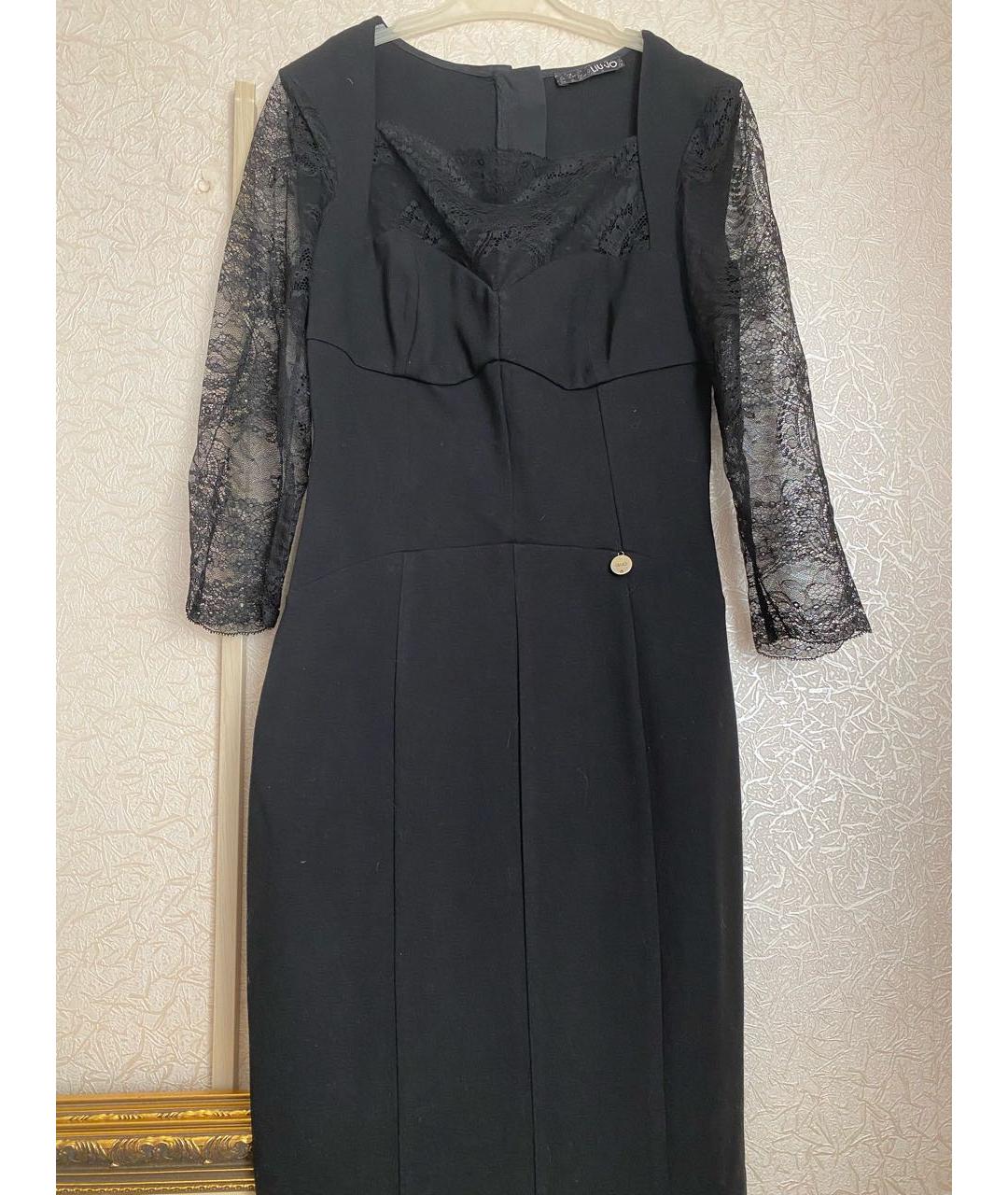 LIU JO Черное вискозное коктейльное платье, фото 5
