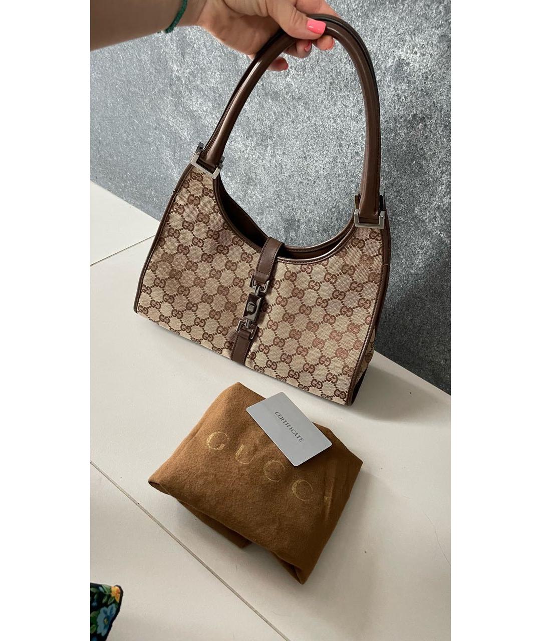 GUCCI Коричневая кожаная сумка с короткими ручками, фото 2