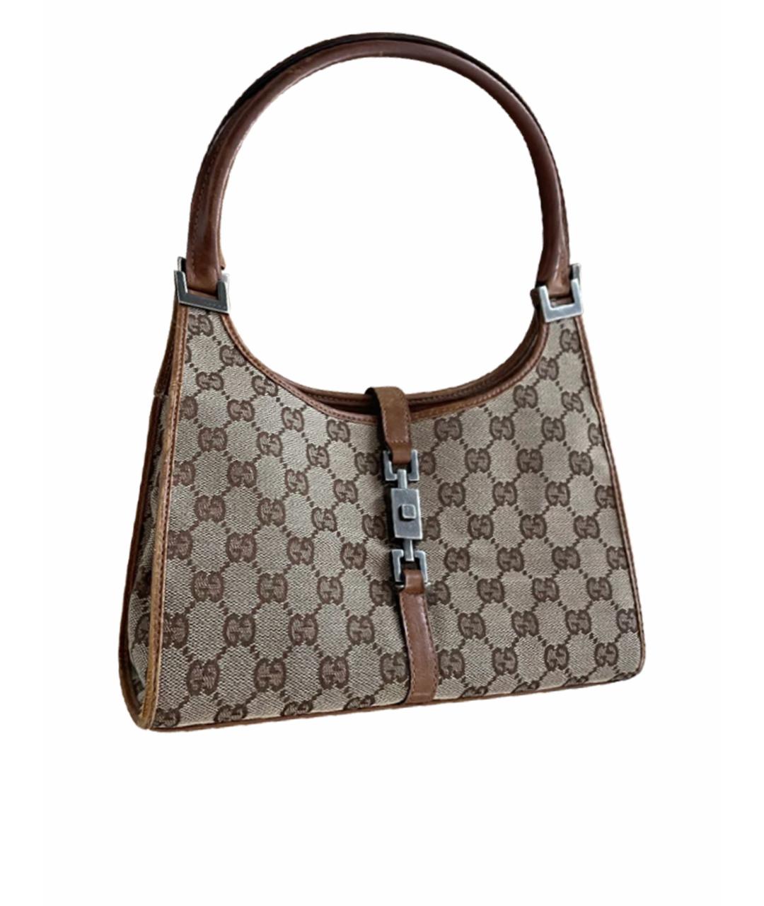 GUCCI Коричневая кожаная сумка с короткими ручками, фото 1