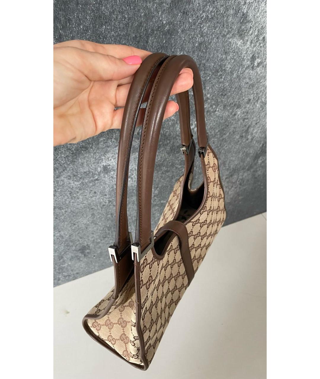 GUCCI Коричневая кожаная сумка с короткими ручками, фото 5