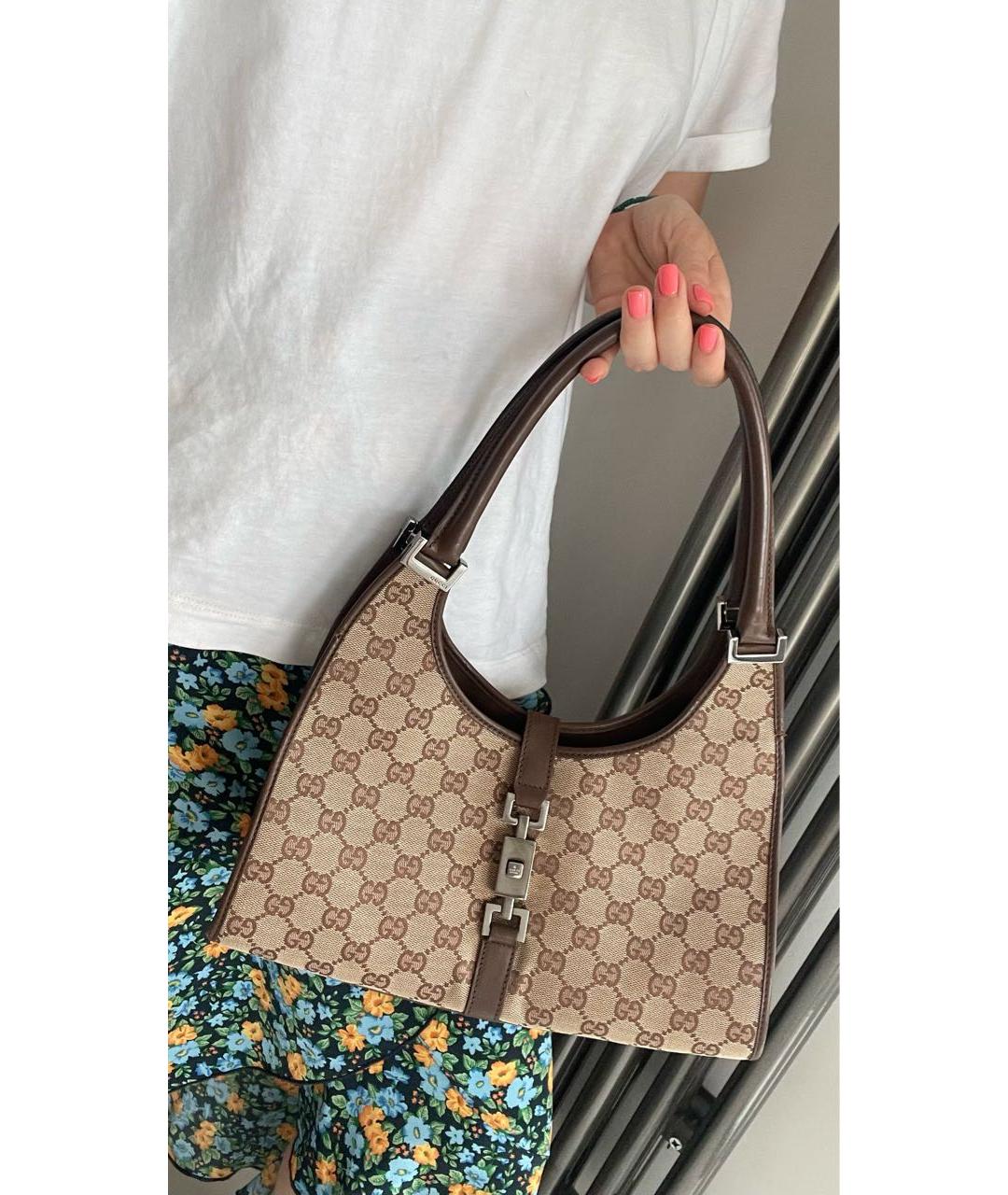 GUCCI Коричневая кожаная сумка с короткими ручками, фото 3
