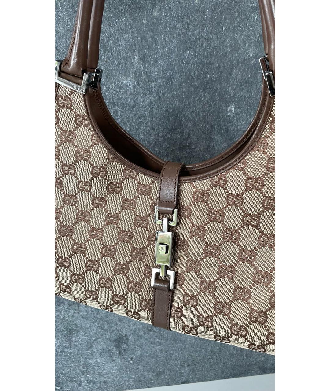 GUCCI Коричневая кожаная сумка с короткими ручками, фото 6