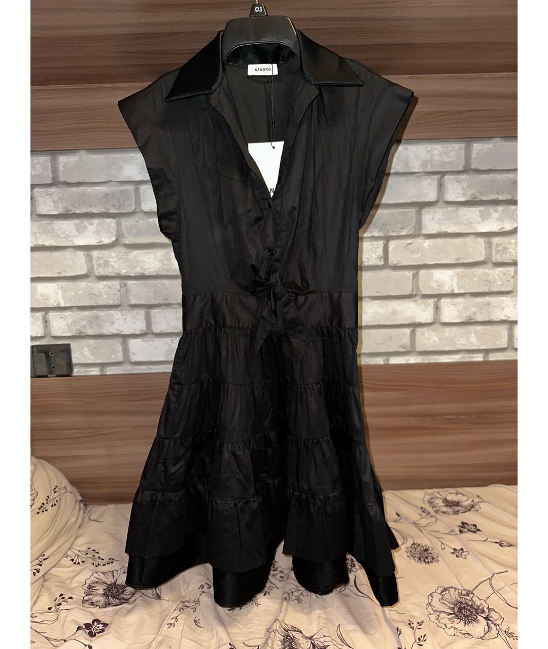 SANDRO Черное хлопковое коктейльное платье, фото 7