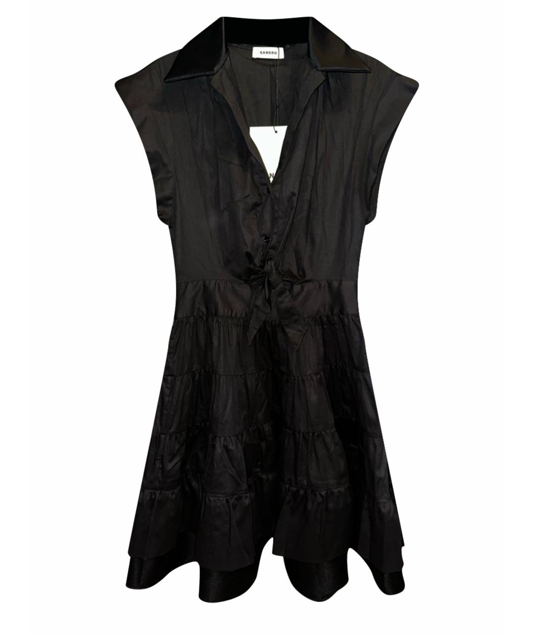 SANDRO Черное хлопковое коктейльное платье, фото 1