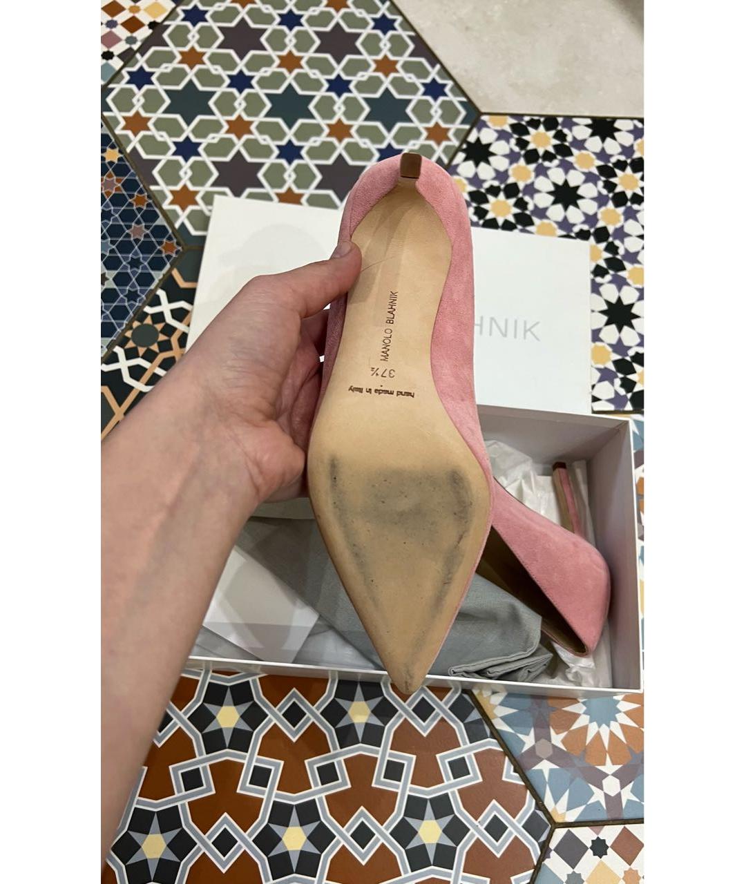 MANOLO BLAHNIK Розовые кожаные туфли, фото 3