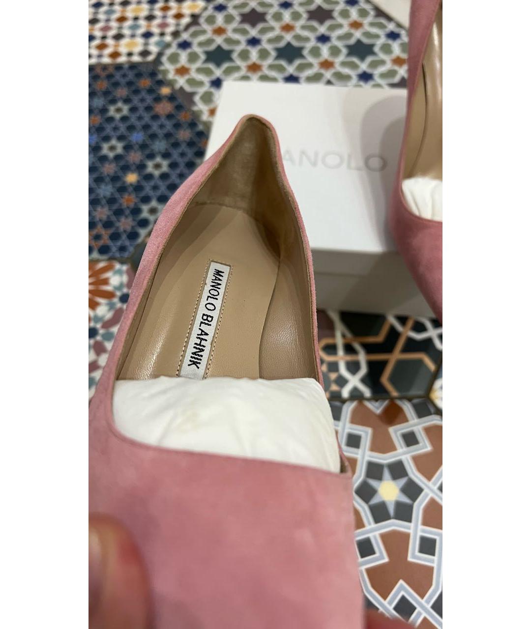 MANOLO BLAHNIK Розовые кожаные туфли, фото 6