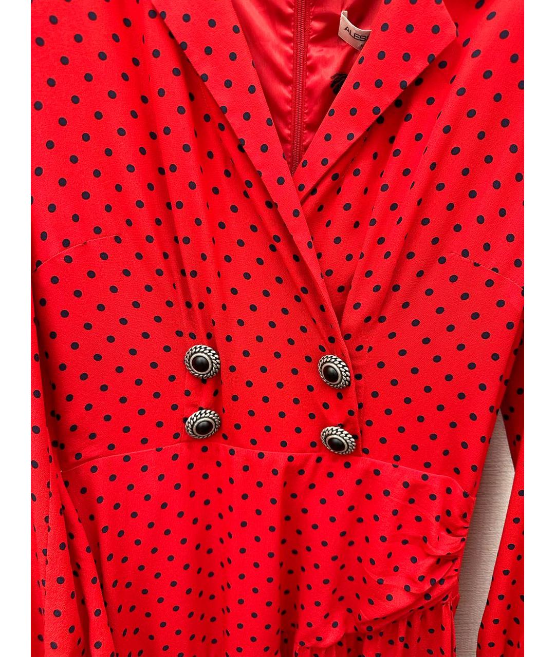 ALESSANDRA RICH Красное шелковое коктейльное платье, фото 4
