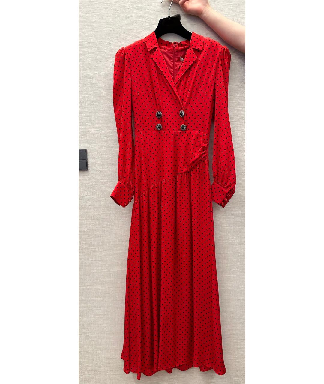 ALESSANDRA RICH Красное шелковое коктейльное платье, фото 6