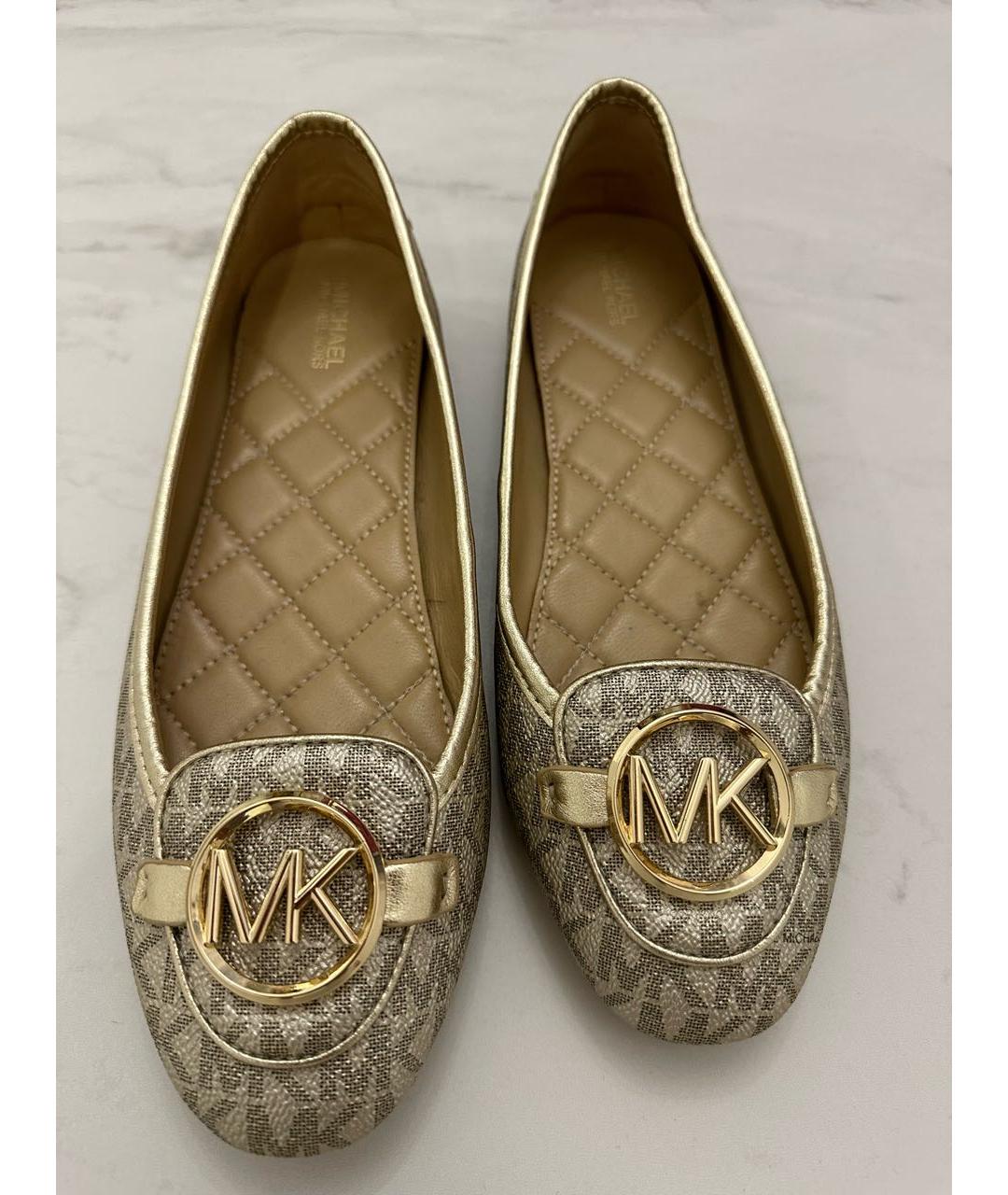 MICHAEL KORS Золотые кожаные балетки, фото 5