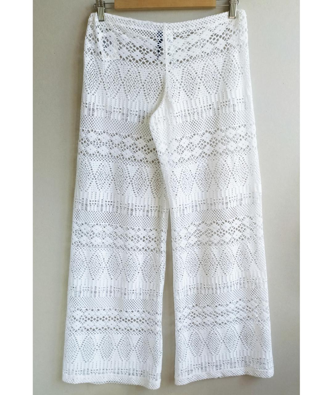 RALPH LAUREN Белые полиэстеровые прямые брюки, фото 6