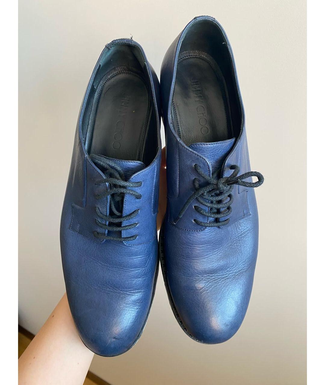 JIMMY CHOO Синие кожаные туфли, фото 3