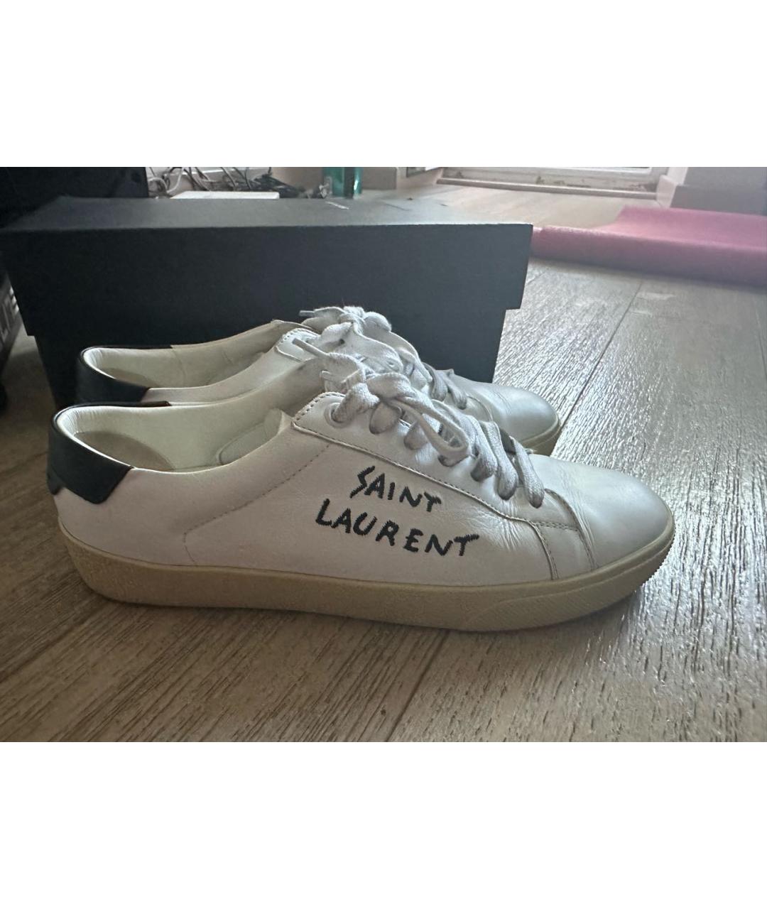 SAINT LAURENT Белые кожаные кеды, фото 5