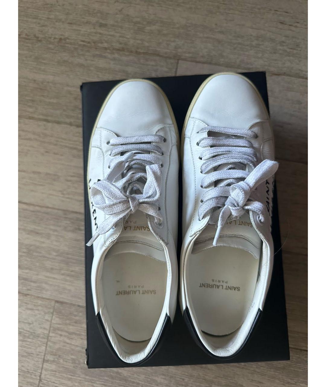 SAINT LAURENT Белые кожаные кеды, фото 2