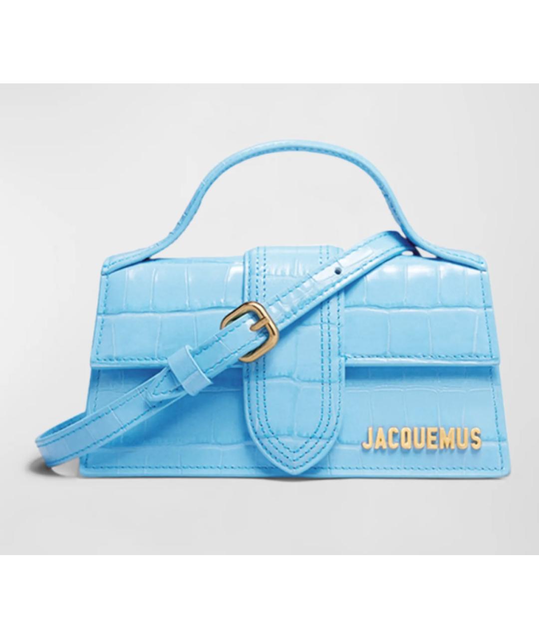 JACQUEMUS Голубая кожаная сумка с короткими ручками, фото 4