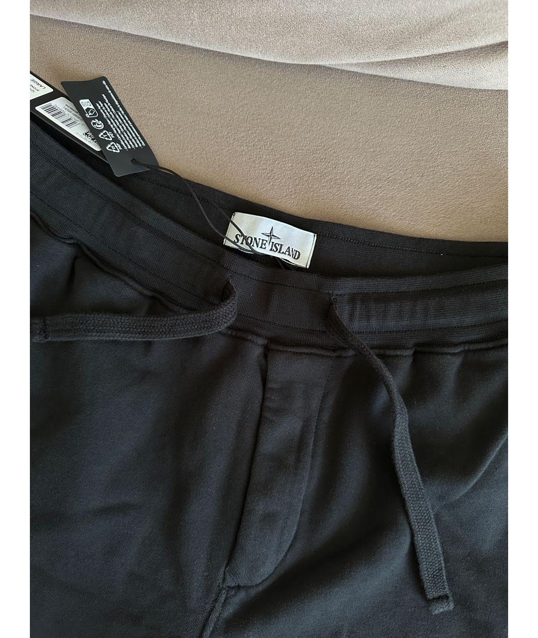 STONE ISLAND Черные хлопковые шорты, фото 4