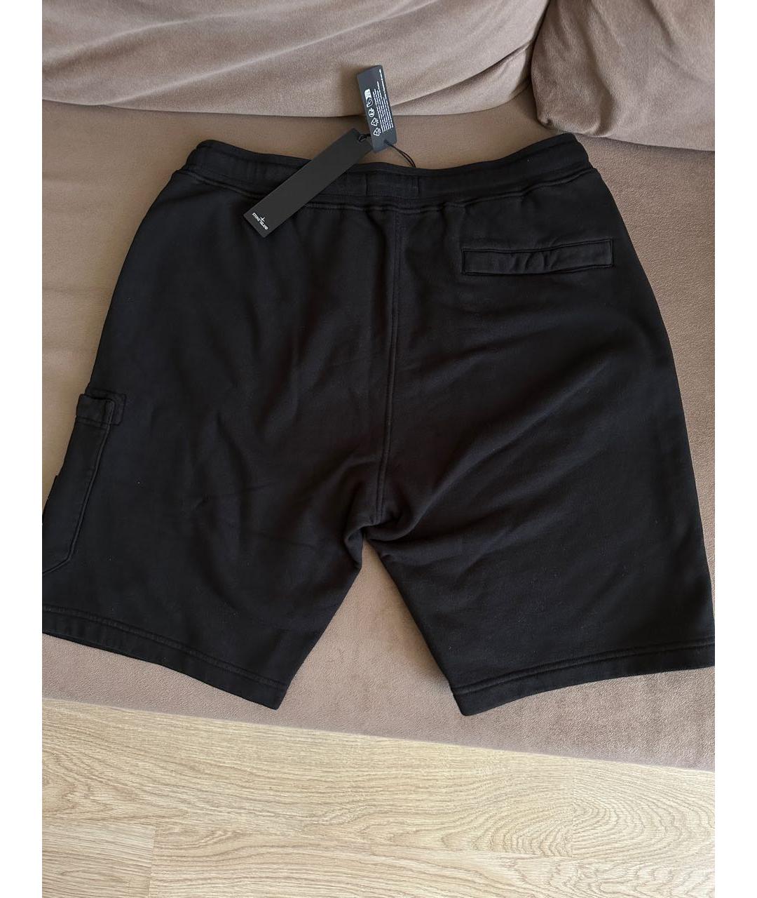 STONE ISLAND Черные хлопковые шорты, фото 2