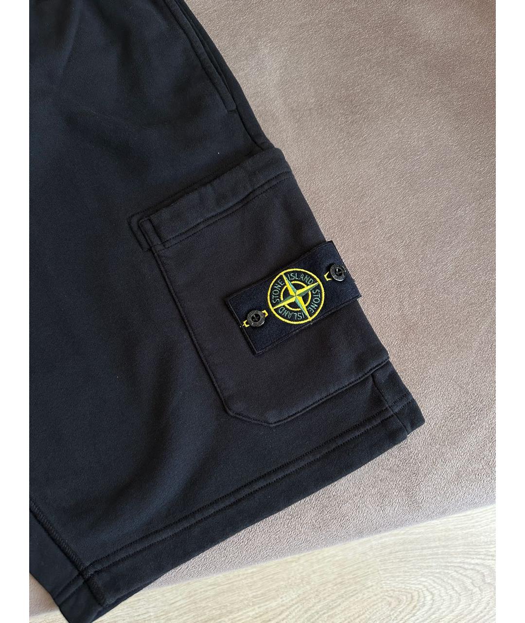 STONE ISLAND Черные хлопковые шорты, фото 3