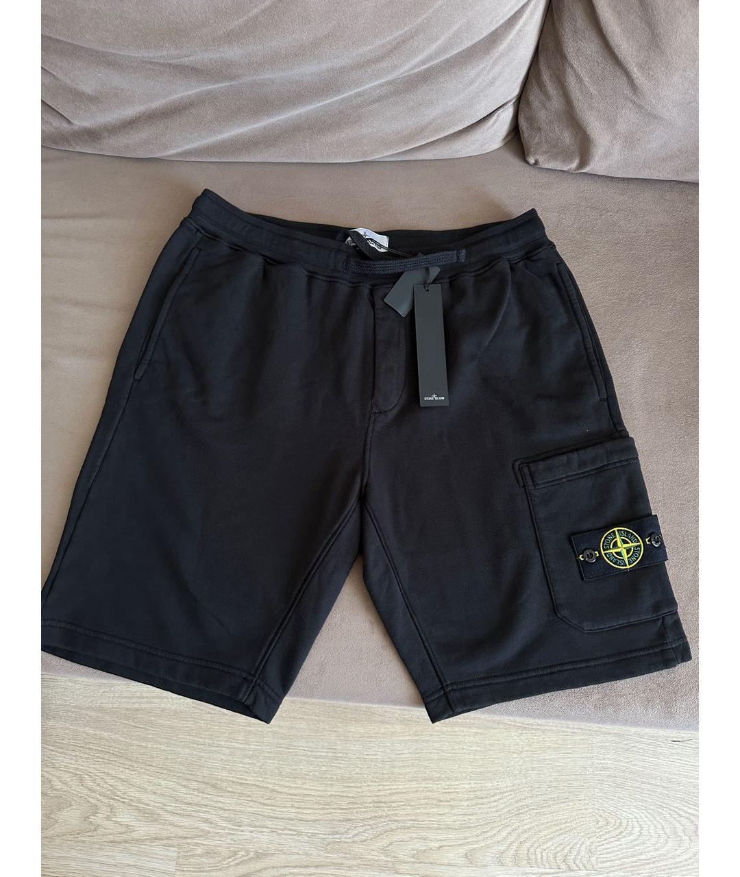 STONE ISLAND Черные хлопковые шорты, фото 8