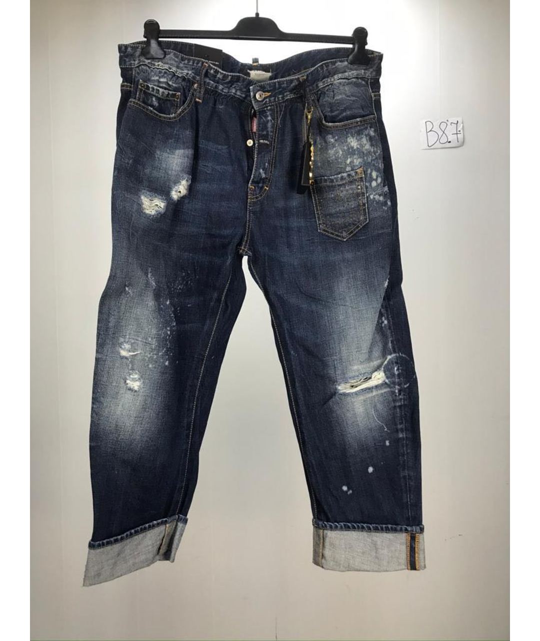 DSQUARED2 Темно-синие хлопковые прямые джинсы, фото 6