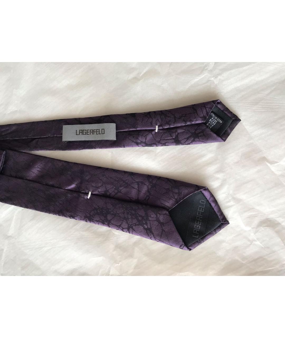 KARL LAGERFELD Фиолетовый шелковый галстук, фото 3
