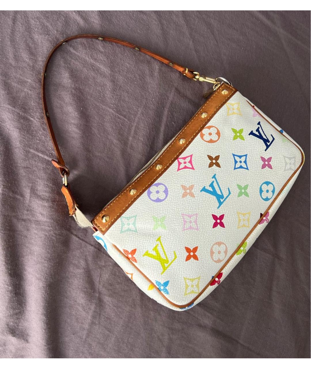 LOUIS VUITTON Белая кожаная сумка с короткими ручками, фото 2