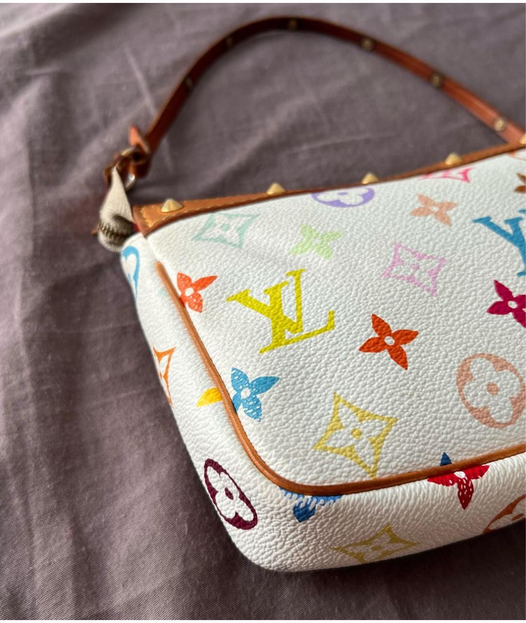 LOUIS VUITTON Белая кожаная сумка с короткими ручками, фото 3